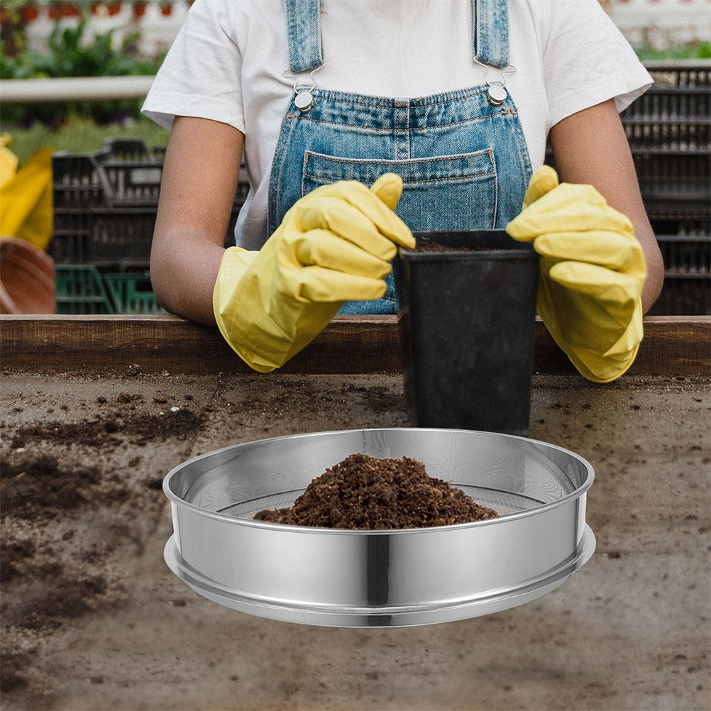 Garden Sieve Soil - Saringan Jaring Baja Tahan Karat Bulat,