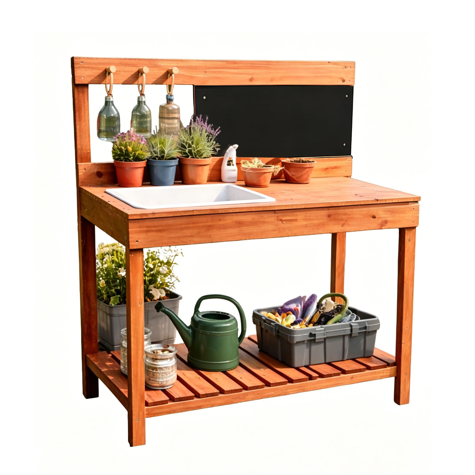 Gardening Tools Wooden - Meja Pot Tanam Kayu untuk Anak-anak,