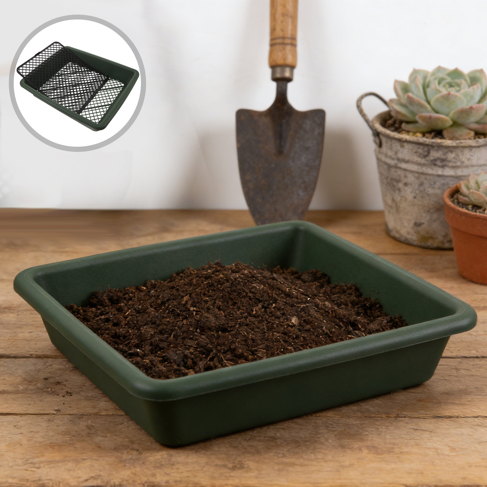 Garden Sieve Soil - Saringan Penyaring Tanah Persegi, Layar Pengayak