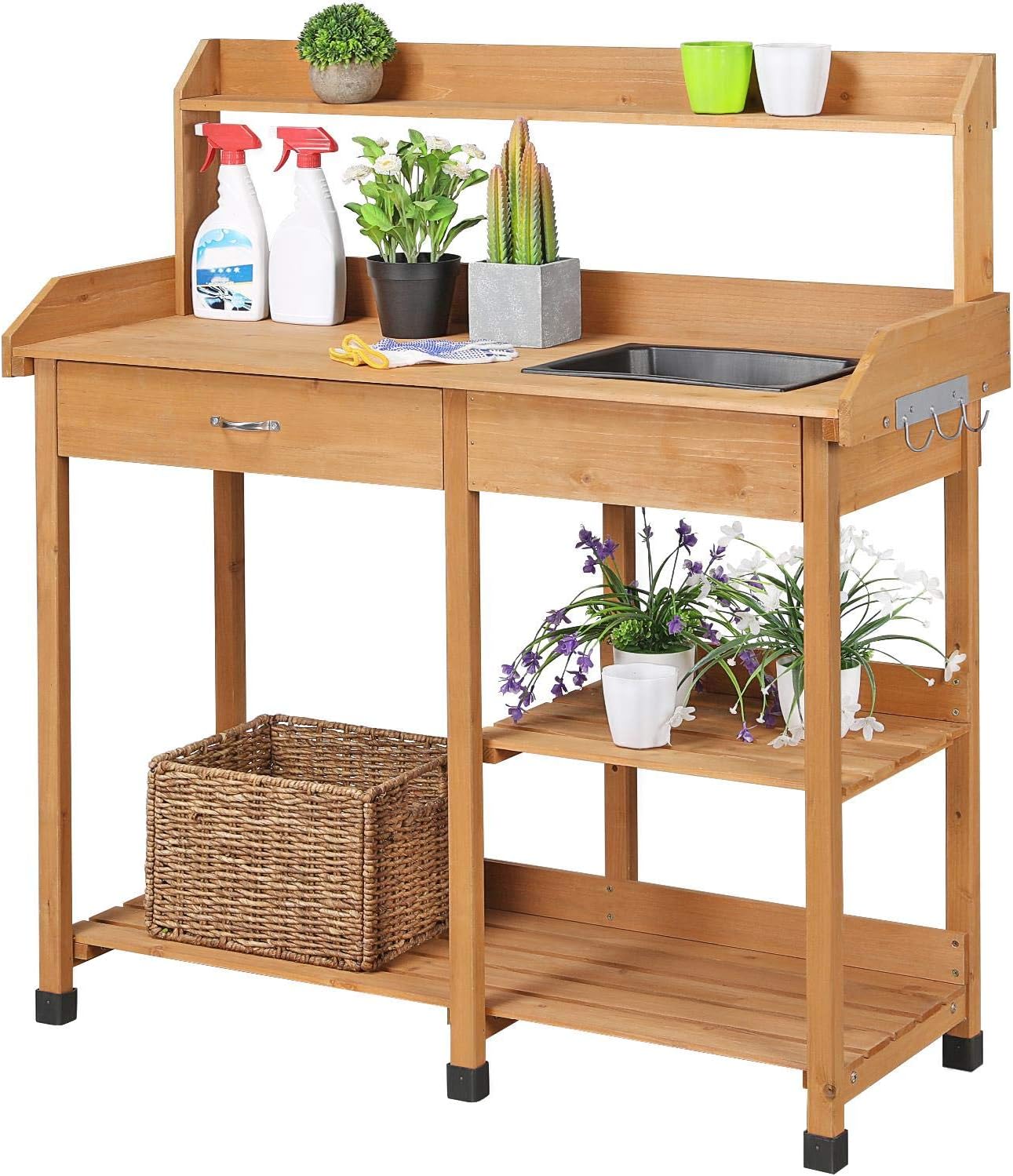 Gardening Tools Wooden - Meja Kerja Berkebun dengan Wastafel &