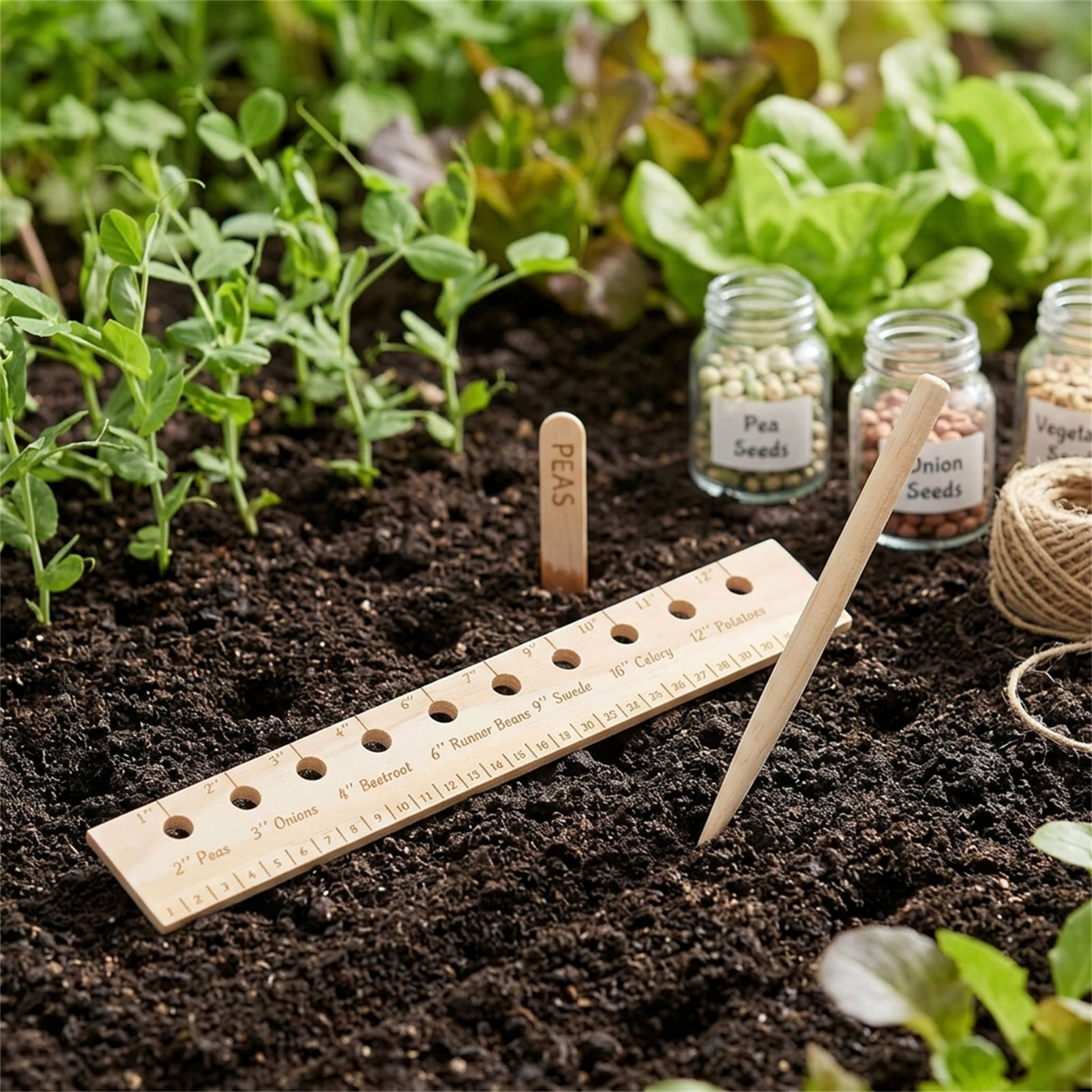 Penggaris Penanaman Kayu Solid - Gardening Tools Wooden ulasan dan harga