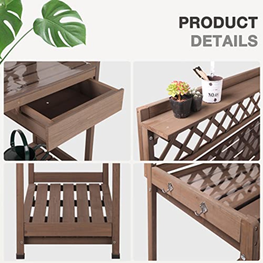 Meja Pot Tanaman Luar Ruangan  - Gardening Tools Wooden ulasan dan harga